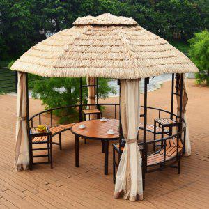 볏짚 야외 정자 원두막 지붕있는 평상 옥상 벤치 나무 초가집 파고라