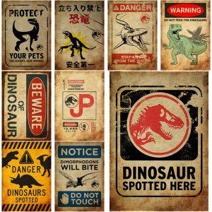 포스터액자여기 발견 공룡 레트로 포스터 위험 경고 사인 인쇄 빈티지 미적 홈 룸 카페 아트 벽 장식 그림