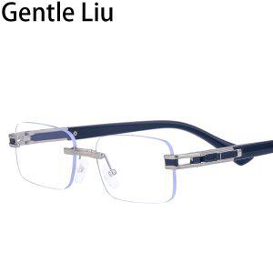 무테 경량 선글라스 직사각형 남자 럭셔리 안티 블루 라이트 컴퓨터 읽기 안경
