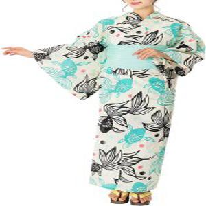 여성유카타 기모노세트 4점세트 (유카타, 효아대, 속옷, 나막신) KYOETSU 교웨츠