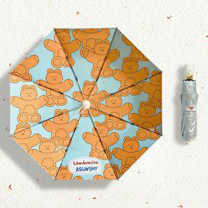 위글위글 곰돌이우산 티타늄 접이식우산 양산겸용 소형 단우산 자동우산 양우산