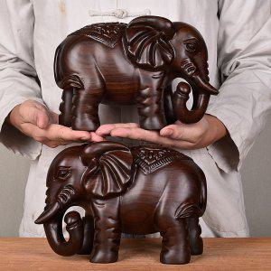 행운 코끼리 원목 목각 장식품 거실 침실 하우스 인테리어 고급 수제 조각 집들이 개업 선물