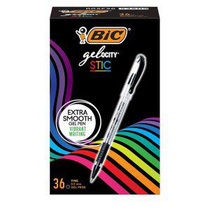 BIC Gelocity Smooth Stic Gel Pens Black 빅 젤로시티 스무스 스틱 젤 펜 블랙 0.5mm 36개