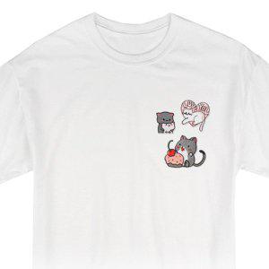 [wm] 귀여운 고양이 열접착식 자수 와펜 패치 1p 케이스 옷 캡