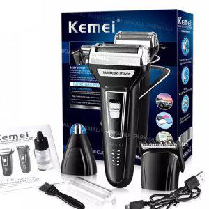 KEMEi 3in1 전기면도기 충전식 (콧털정리기 바리깡 휴대용 방수면도기 KM-6558)
