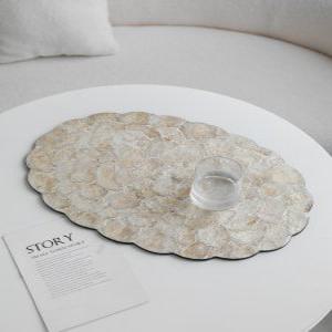 인테리어 식탁 북유럽 패드 쉘 자개 플레이트 원형 테이블 매트 깔개 럭셔리 소품