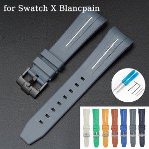 러버밴드 Blancpain x Swatch 협업용 고무 스트랩 스테인레스 스틸 버클 곡선 인터페이스 남녀공용 시계 밴