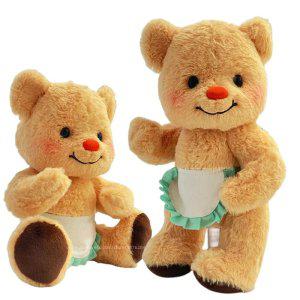 귀여운 관절 인형 버터 베어 봉제 장난감 다크 브라운 곰 앞치마 드레싱 어린이 생일 선물