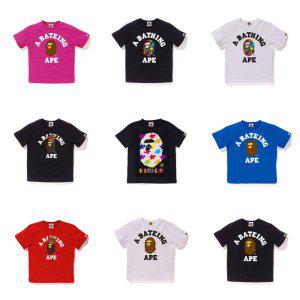 베이프 일본 유행 브랜드 BAPE 아동복 여름 원숭이 머리 아동용 반팔 티셔츠, 중대형 아