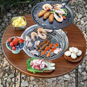 원형 바베큐 테이블 접이식 접이식 식탁 숯불 불판 야외 숯불 간이 휴대용
