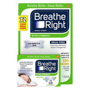 브리드라이트 코골이 코막힘 개선 밴드 72 매입(민감피부용) Breathe Right Extra Strength Nasal Strips,