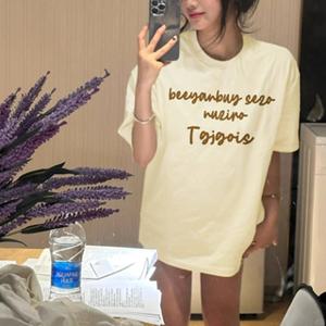 심플 레터링 루즈핏 반팔 숏슬리브 여성면티 라운드티 반팔티 여름 루즈핏면티 박스티