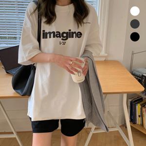 여성 로마 숫자 레터링 오버핏 반팔 티셔츠 핏티셔츠 박스핏 여름 빅사이즈 반팔티 무지