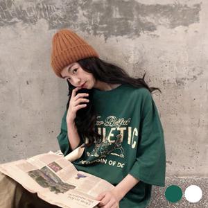 빈티지 프린팅 오버핏 티셔츠 박스핏 여름 반팔 빅사이즈 반팔티 여성 무지 여자 기본