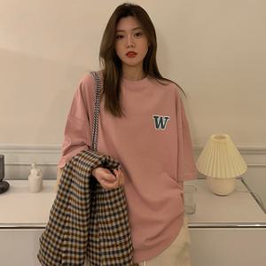 더블유 박스 반팔 티셔츠 데일리티 빅사이즈 오버핏 여자 여름티 반팔티 여성 학생룩