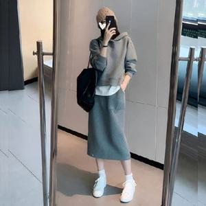 후드 맨투맨 스커트 투피스 세트 데일리 여성패션