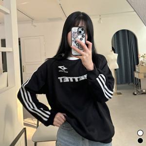 레터링 배색 오버핏 맨투맨 루즈핏 기본 레이어드 베이직