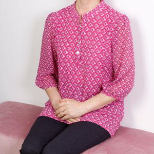 쉬폰 차이나 카라 칠부 블라우스 봄여름 중년 여성 소매