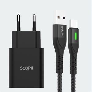 빠른 QC3.0 18W USB Type C 고속충전기 길이 2M 블랙