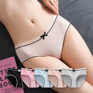 여성 사방 스판 블랙 라인 팬티 여자 삼각팬티 배색 속옷 속바지 골지 하이 웨스트