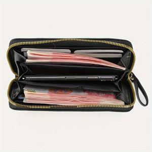 트렌디한 리치 패턴 롱 지갑, 캐주얼 휴대용 솔리드 컬러 카드 홀더, 데일리 사용에 완벽한 지갑