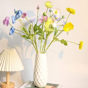 6개의 인공 양귀비 꽃, 가짜 꽃 줄기, 봄 여름 가정용 탁자 장식에 적합
