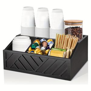 커피 바 액세서리를 위한 1개의 커피 바 조직함, 카운터탑을 위한 나무로 된 커피 스테이션 조직함, 농가 스파이스 보관 선반, 커피 바 장식, 주방 액세서리