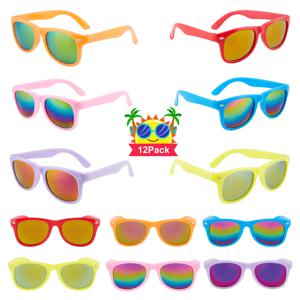 UV400 보호 기능이 있는 12개의 어린이 네온 선글라스 - 수영장 파티, 생일 선물, 소년과 소녀를 위한 선물, 어린이 선물, 파티 선물에 완벽함