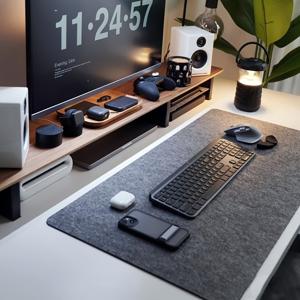 컴퓨터 사무실, 게임용 책상에 적합한 두꺼운 단색 펠트 데스크 패드, 오버사이즈 마우스 패드, 따뜻하고 미끄럼방지 기능, 가장자리 잠금장치 포함