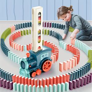 도미노 미니 기차 자동 조립 블록 장난감 자동차, 아이들에게 적합한 선물
