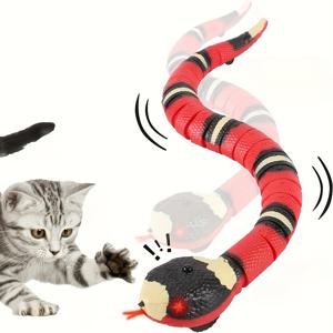 실감나는 시뮬레이션 스마트 감지 뱀 장난감, USB 충전식, 장애물을 자동으로 감지하고 피하는 이동식 전기 교활한 뱀 고양이 장난감