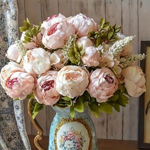 1개, 우아한 샴페인 실크 피오니 - 진실감 있는 꽃 장식품 - 집, 결혼식 및 공예용 - 완벽한 '나은 건강' 선물