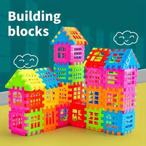52pcs 빌딩 블록 하우스, 맞춤법 퍼즐 빌딩 블록, 도시 DIY 크리 에이 티브 모델, 교육 장난감