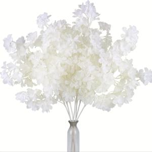 결혼식이나 가정 장식용으로 사용되는 33인치(약 85cm) 높이의 플로어 베이스에 사용되는 5개의 놀라운 인공 벚꽃 가지 장식, 식탁 중앙에 흰 꽃으로 장식되어 있습니다.