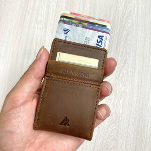 슬림 미니멀리스트 프론트 포켓 지갑, RFID 차단 카드 소지자, 남성용 여성용 정품 가죽 지갑