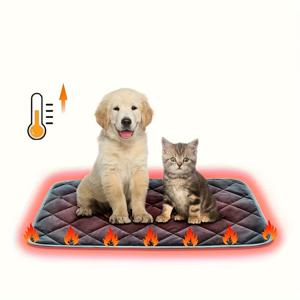 개와 고양이를 위한 따뜻한 발열 매트, 자가 발열하는 개와 고양이 침대, 따뜻한 발열 고양이와 개 매트, 실내외 애완동물을 위한 엑스트라 따뜻한 열 패드, 논슬립 바닥으로 세탁 가능한 회색/갈색/파랑색
