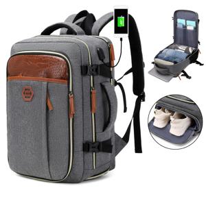 캐리온 여행용 백팩(신발 수납함 포함), 확장 가능한 방수 러기지 데이팩, 휴대용 노트북 스쿨백