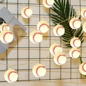 LED 야구 스트링 라이트 - 1.5M, 10등 스포츠 장식, 캠핑 및 야외 이벤트용, 배터리 구동 (플러그 없음).