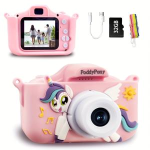 업데이트 된 키즈 카메라 포터블 장난감 32GB SD 카드와 함께 크리스마스 생일 선물 소년과 소녀들을 위해