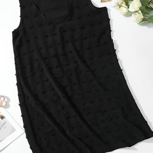 휴가를 위한 여성 수영복 및 의류, 솔리드 블랙 자카드 루즈 커버업 드레스, 패치 포켓 스쿱 넥 민소매 탱크 드레스