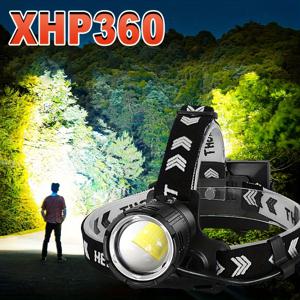 1pc XHP360 고휘도 LED 헤드램프, 300,000LM 초고휘도 조절 가능한 헤드밴드, 야외 하이킹, 캠핑, 달리기, 내구성 및 장거리 조명을 위한 7인치 조명
