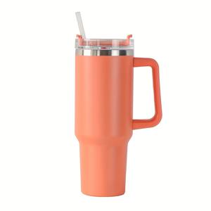 40oz 스테인리스 스틸 단열 텀블러 (빨대 포함) - 음료를 몇 시간 동안 따뜻하거나 차갑게 유지 - 커피, 물 등에 적합