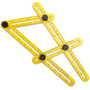 멀티 앵글 측정기, 4면 각도 측정 도구, ABS 플라스틱 유니버설 앵글러 접이식 자, 건축가, 장인, 목수용, 노란색