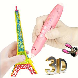 PCL 저온 3D 인쇄 펜 (3 가지 색상 총 236 인치 소모품 포함) USB 충전 무선 낙서 학생 수제 소녀 어린이 장난감 크리스마스 선물
