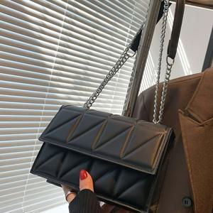 패션 퀼트 크로스 백, 여성용 체인 숄더백, 미니멀한 플랩 사각형 가방