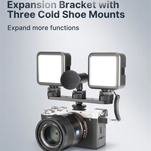 ChromLives 콜드 슈 마운트 트리플 슈 마운트 연장 바 핫슈 어댑터 삼각대/마이크/LED 라이트용 1/4 나사가 있는 카메라 브래킷 Canon Sony 카메라와 호환 가능