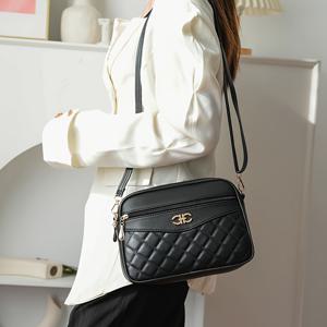 패션 퀼팅 크로스바디 가방, 트렌디 PU 숄더백, 여성용 캐주얼 핸드백 및 폰 지갑