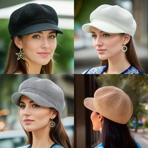 여성용 뉴스보이 모자, 세련된 베레모, 통기성 있는 메시 디자인, 계절에 상관없이 조절 가능한 캐주얼하고 세련된 헤드웨어
