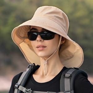 1pc 야외 와이드 브림 안티-UV 버킷 모자, 하이킹, 캠핑, 낚시용