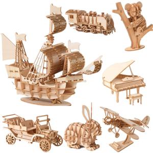1pc 3D DIY 나무 퍼즐 모델 수작업 기계 장난감 건물 게임 조립 선박 모델 3D 모델 장식 크리스마스 선물